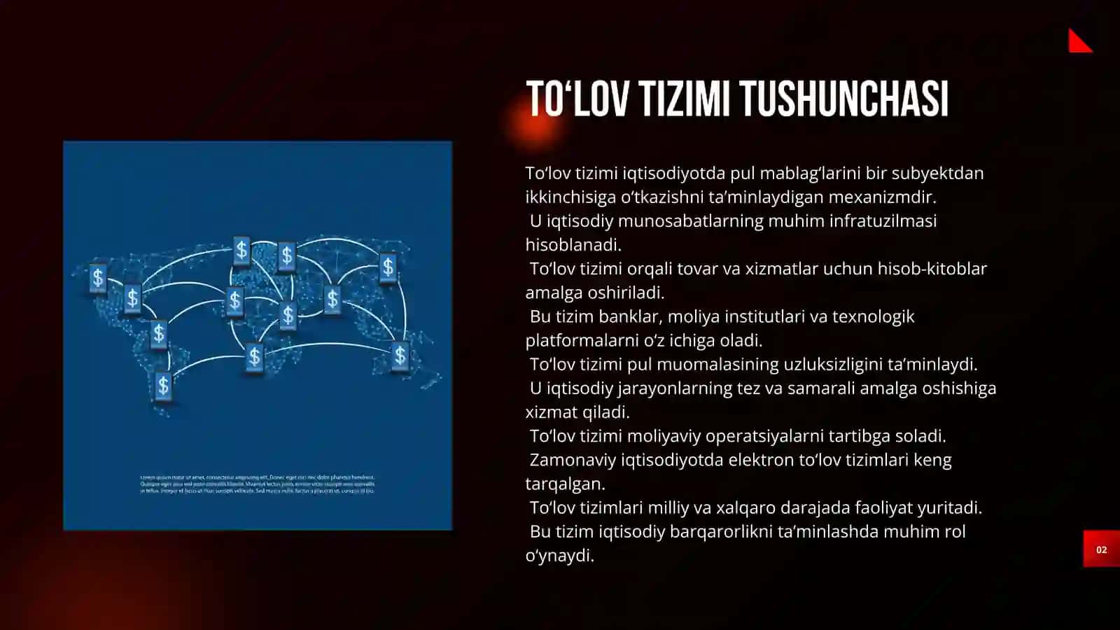 TO'LOV TIZIMI TUSHUNCHASI, UNING ELEMENTLARI VA SUBEKTLARI 2