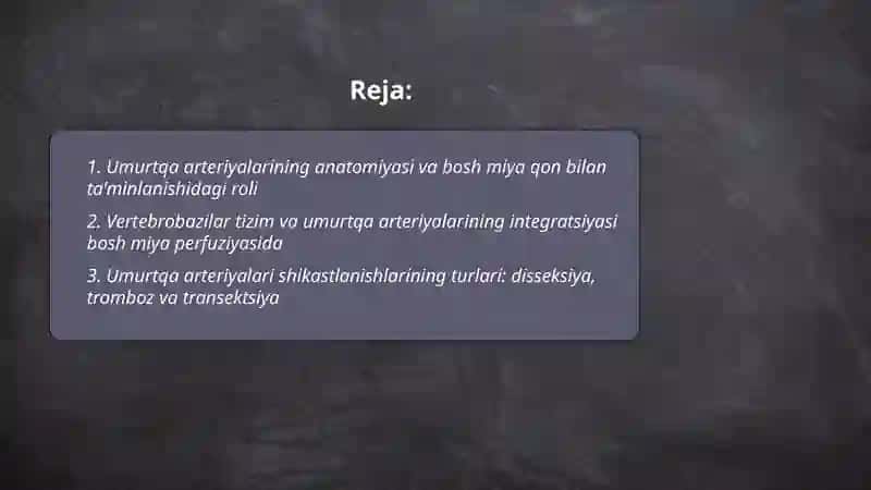 Umurtqa arteriyalari shikastlanishlari 2