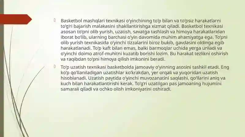 Basketbol Mashqlari Texnikasi 2