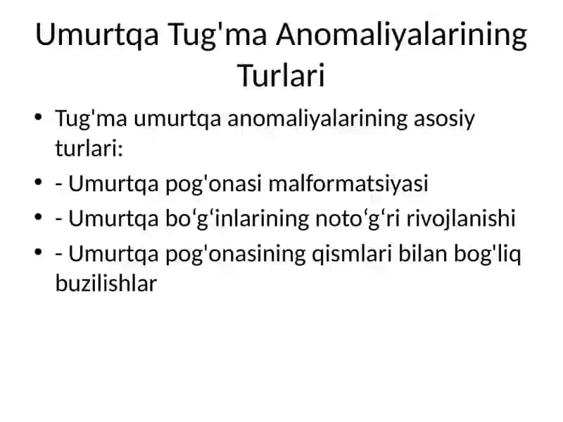 Umurtqa Tug'ma Anomaliyalari 2