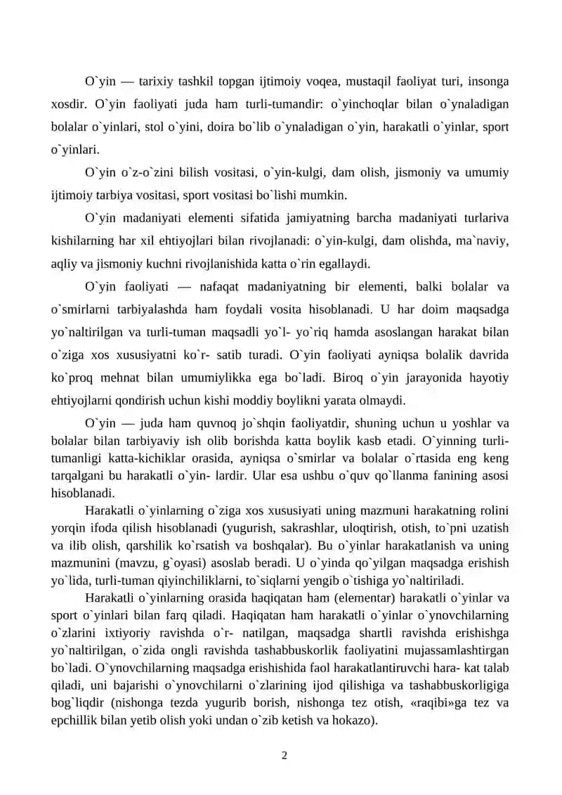 Harakatli o'yinlar sport o’yinlari elementlarini o’rgatish 2