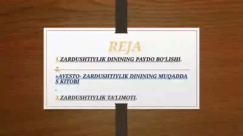 ZARDUSHTIYLIKNING VUJUDGA KELISHI 2