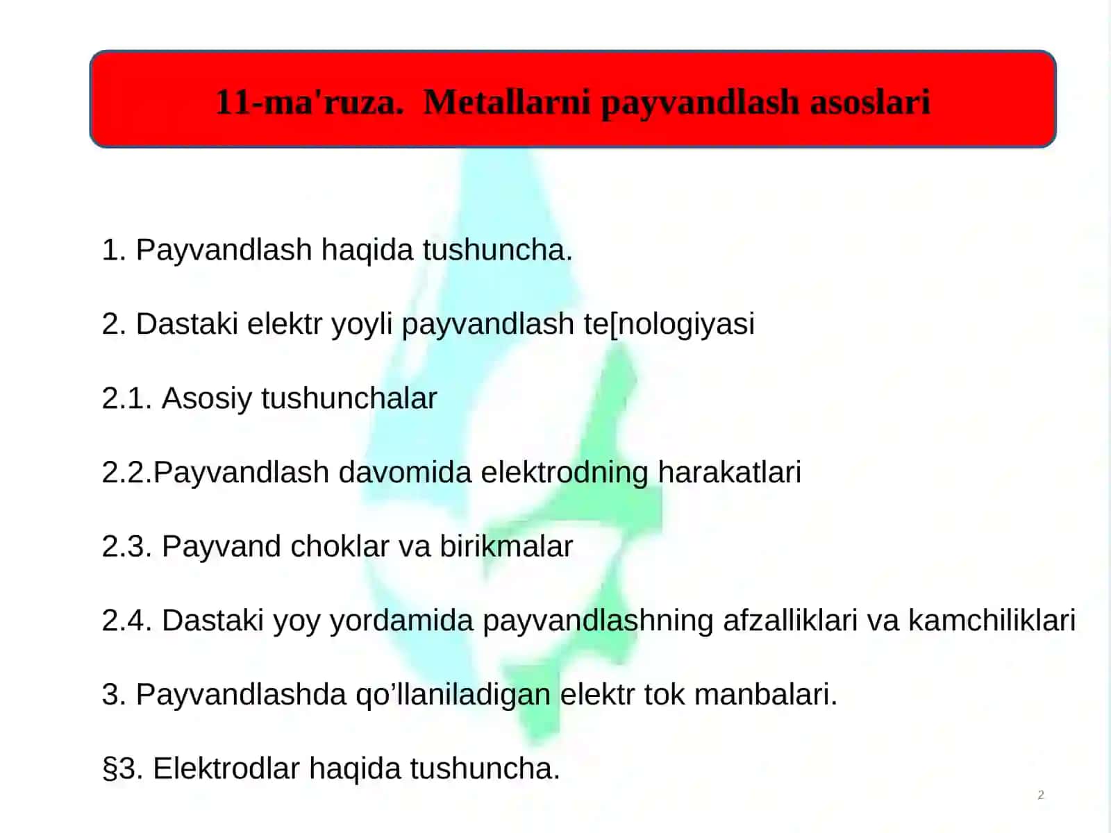 Mеtallarni payvandlash asoslari 2