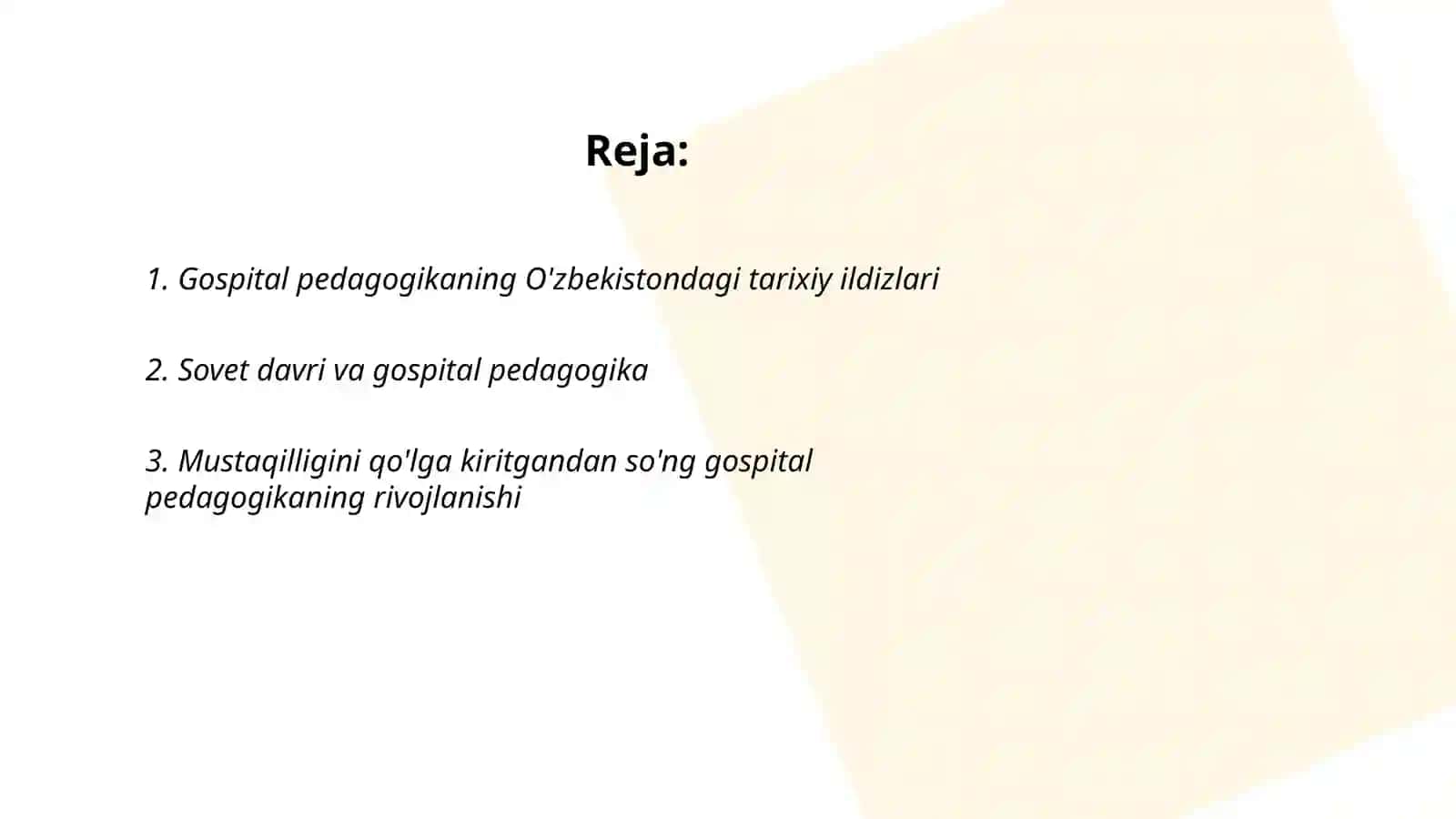 Gospital pedagogiga fanining rivojlanish tarixi 2