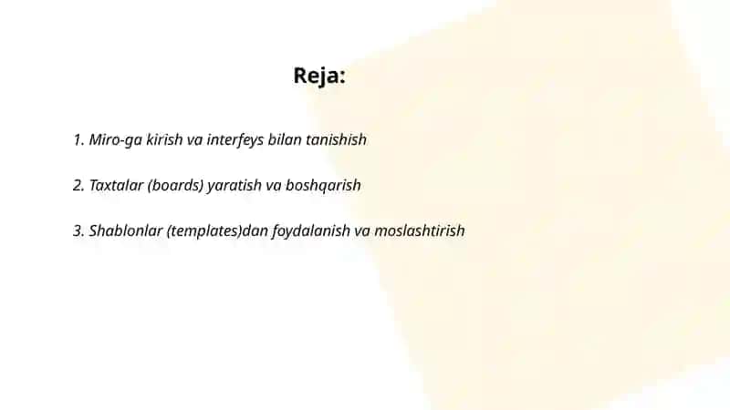 Miro imkoniyatlar bilan ishlash 2