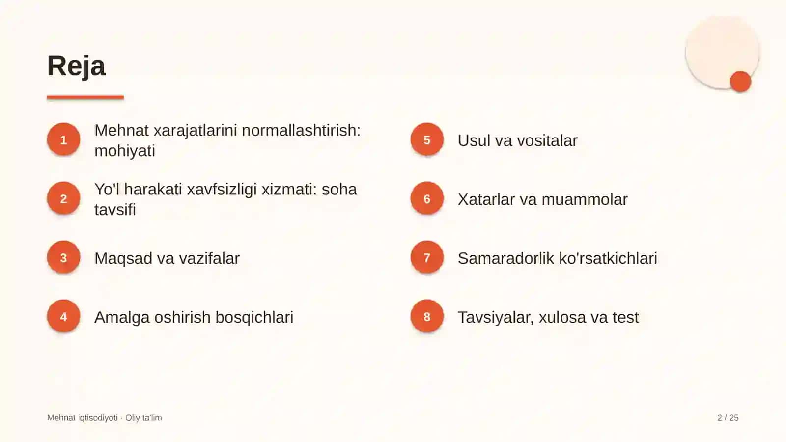 Yo'l harakati xavfsizligi xizmatida mehnat xarajatlarini normallashtirish 2