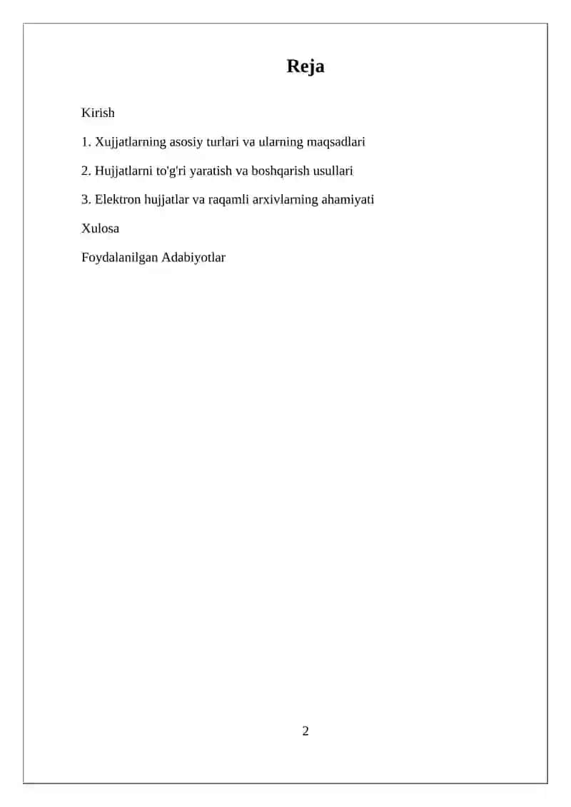 Xujjatlashtirish va xujjatlarning turlari 2