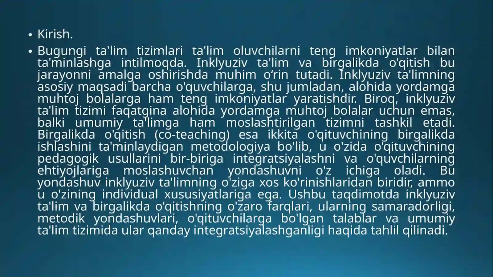 Inklyuziv ta'lim va birgalikda o'qitish 2