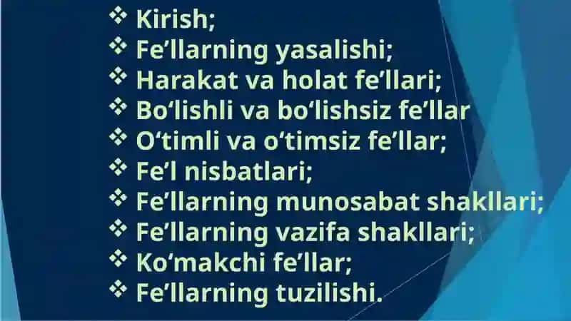 Fe’llarning yasalishi 2