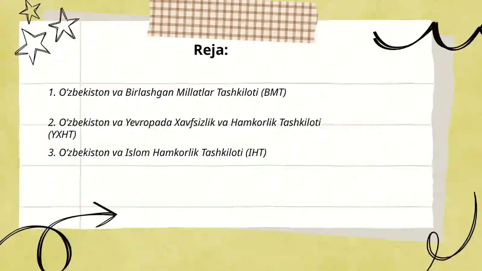 O‘zbekistonning xalqaro tashkilotlar bilan hamkorlik aloqalari 2