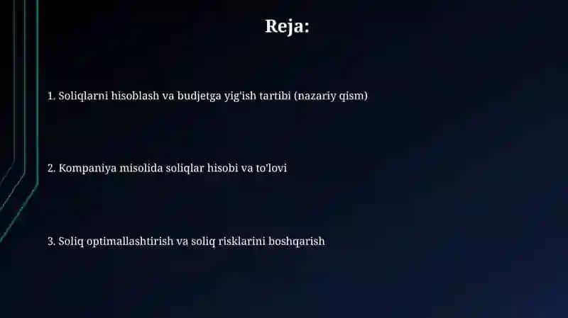 Soliqlarni hisoblash va budjetga yig'ish tartibi 2