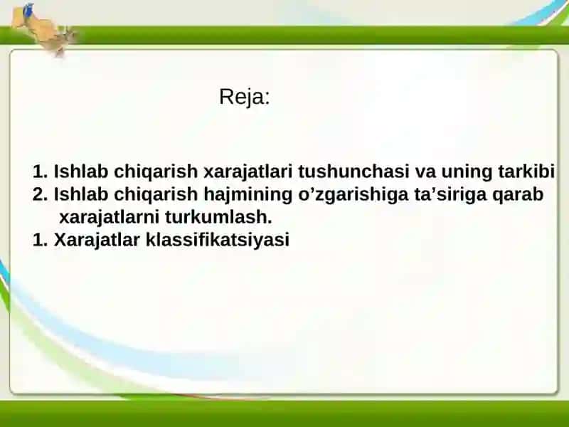 Ishlab chiqarish xarajatlari 2