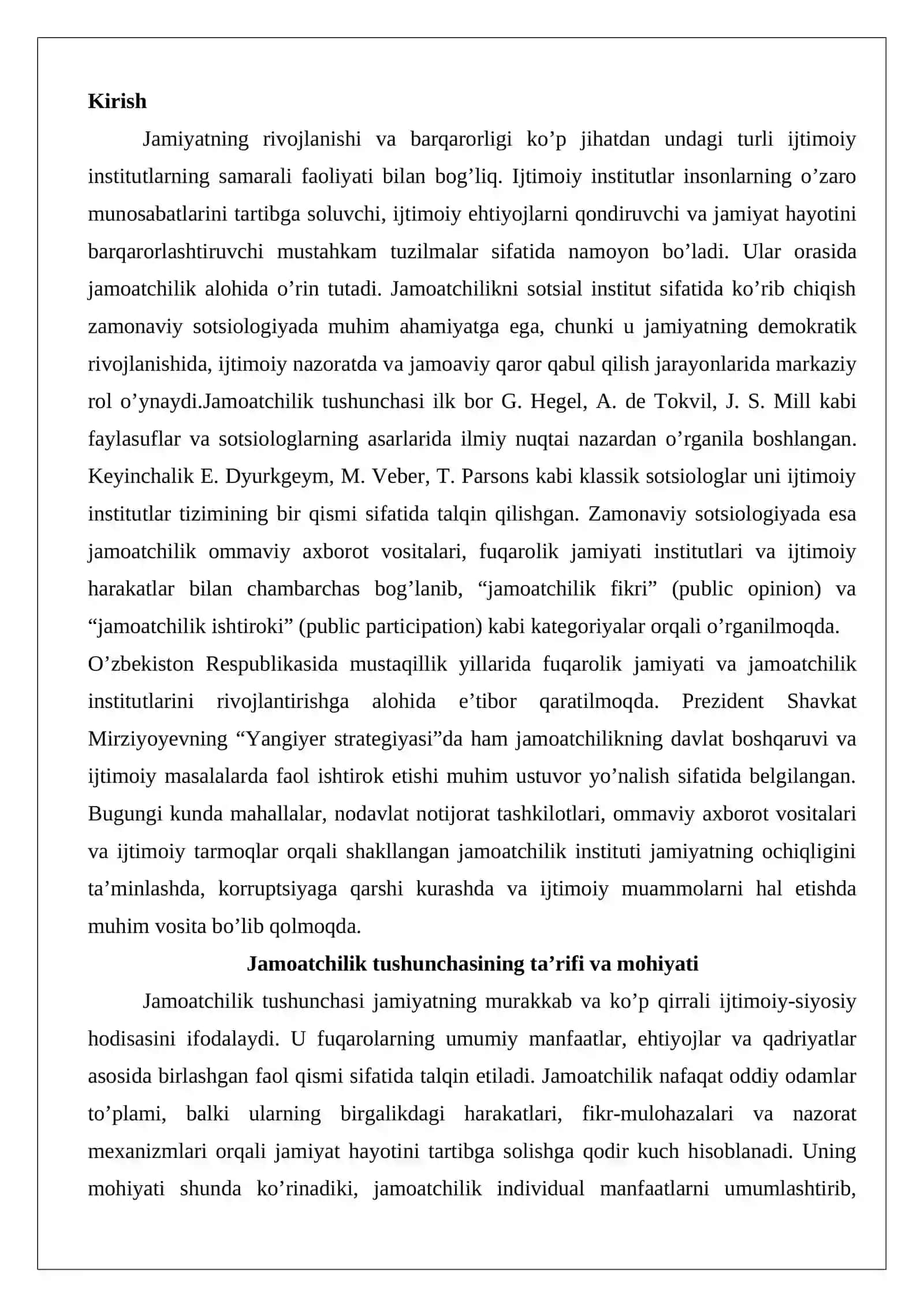 Jamoatchilik sotsial institut sifatida 2
