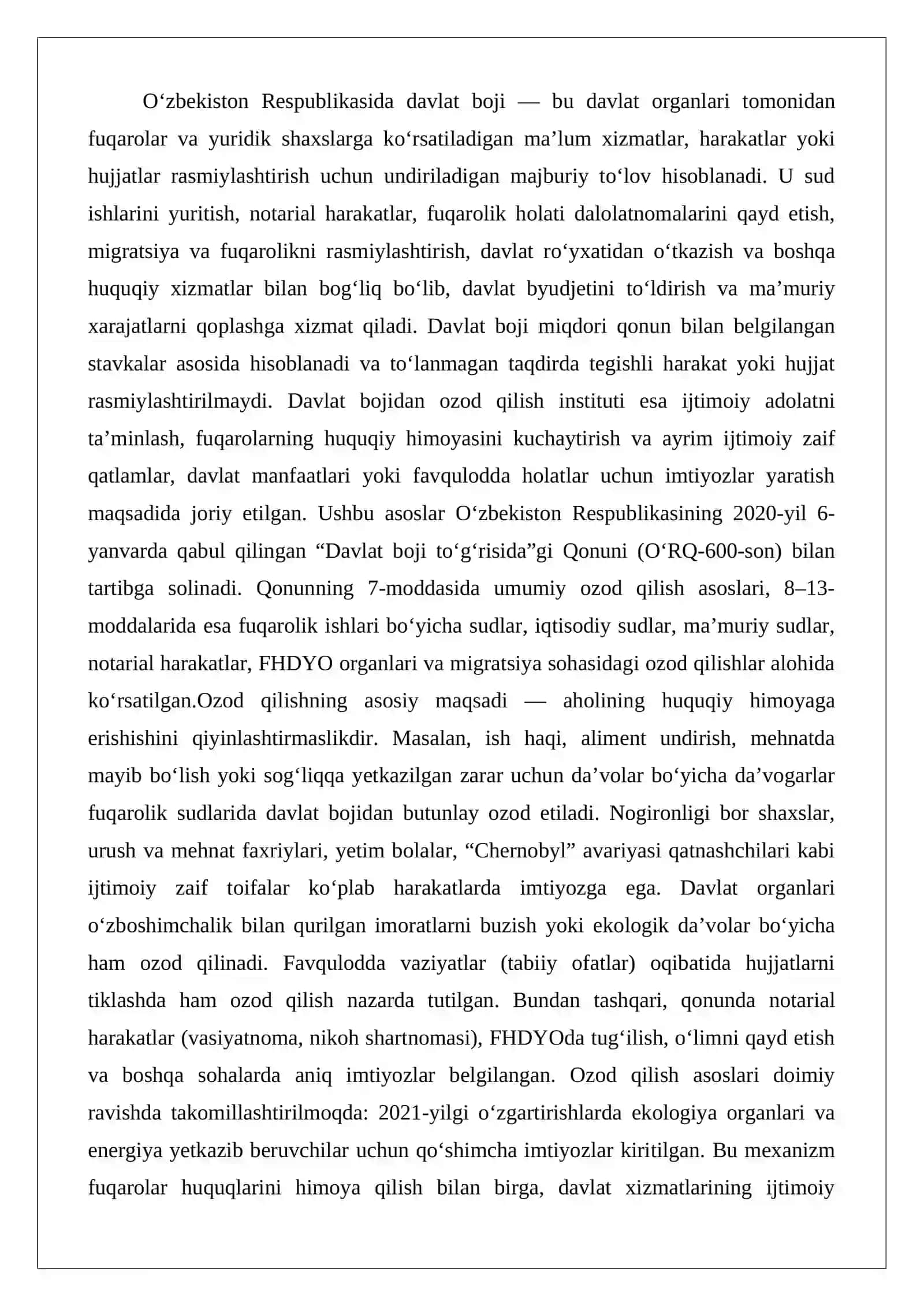 Davlat bojidan ozod qilish asoslari 2