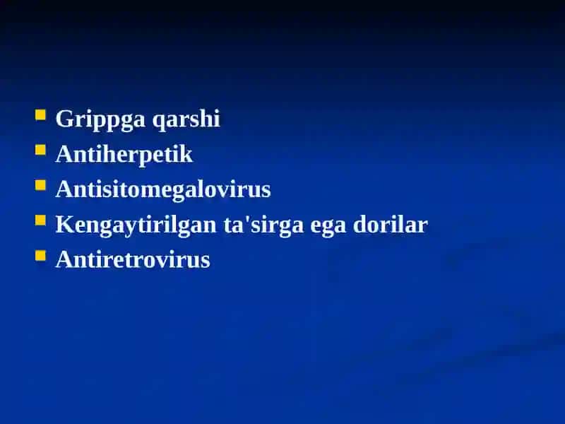 Viruslarga qarshi dorilar 2