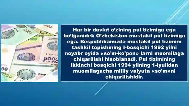 O'zbekiston Respublikasi valyuta tizimi 2