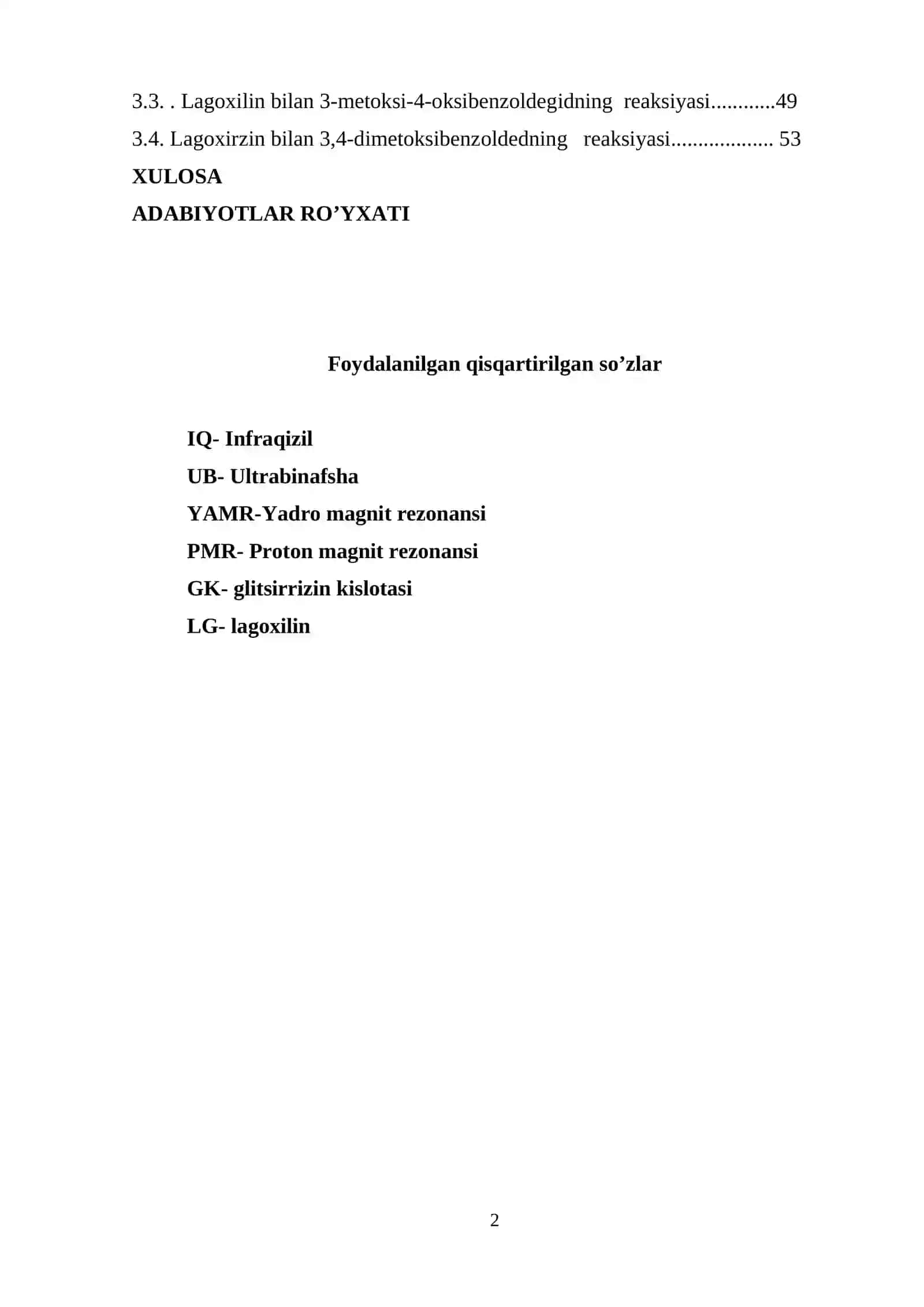 Lagoxilin va ularning hosilalari sintezi 2