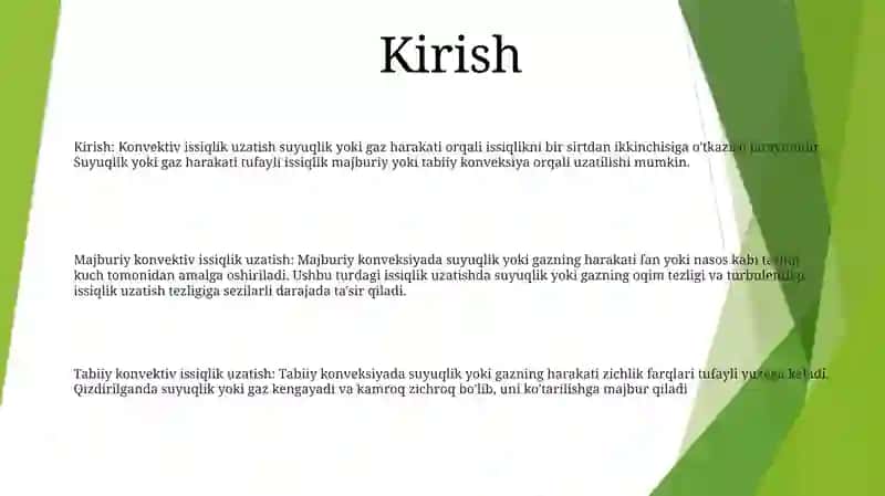 Konvektiv Issiqlik Almashinuvi 2