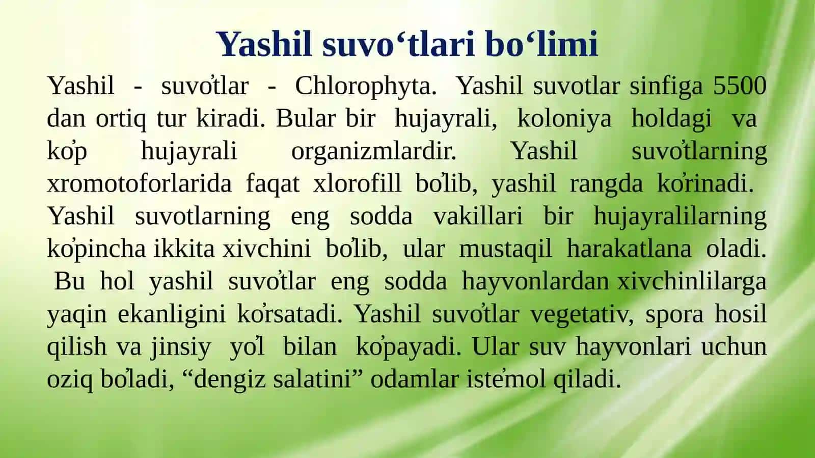 Yashil suvo‘tlari bo‘limi 2