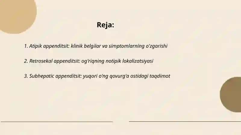 O'tkir appenditsit atipik kechishi 2