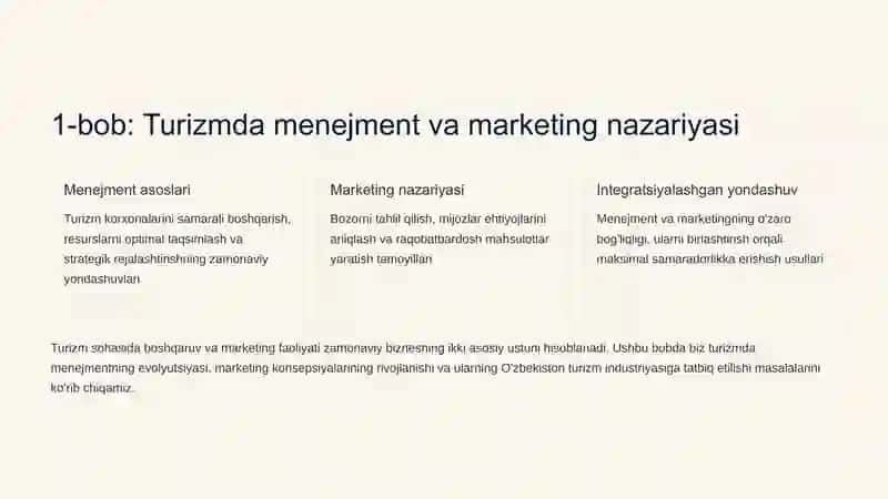 Turizmda boshqaruv va marketing faoliyati 2