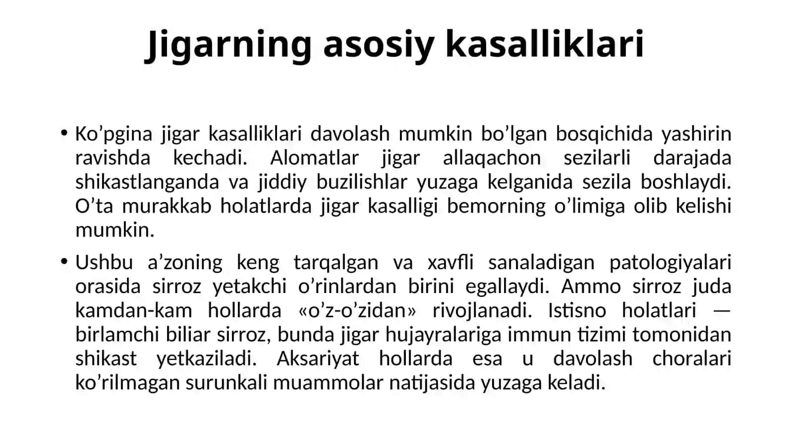 Jigarning asosiy kasalliklari 2