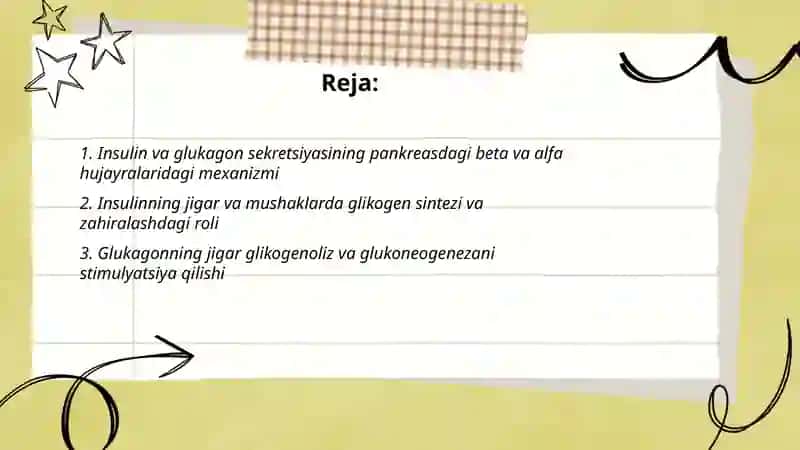 Qon glyukoza darajasining tregulatsiyasi ( Insulin va Glukagon roli) 2