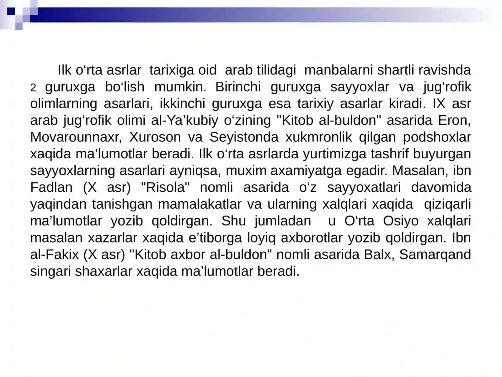 ARAB YOZUVIDAGI(ARAB, FORS TURKIY TILLARDAGI MANBALAR) 2