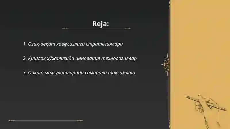 Озиқ-овқат хавфсизлиги стратегиялари 2