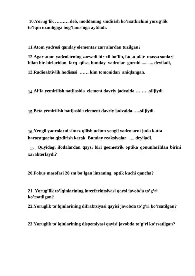 Mavzu: Fizika qonunlari 2