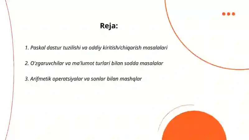 Paskal dasturlash tilida sodda masalalarni dasturlash 2