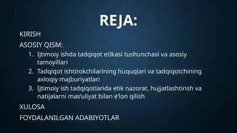 Ijtimoiyishda tadqiqot o‘tkazishning etikasi 2