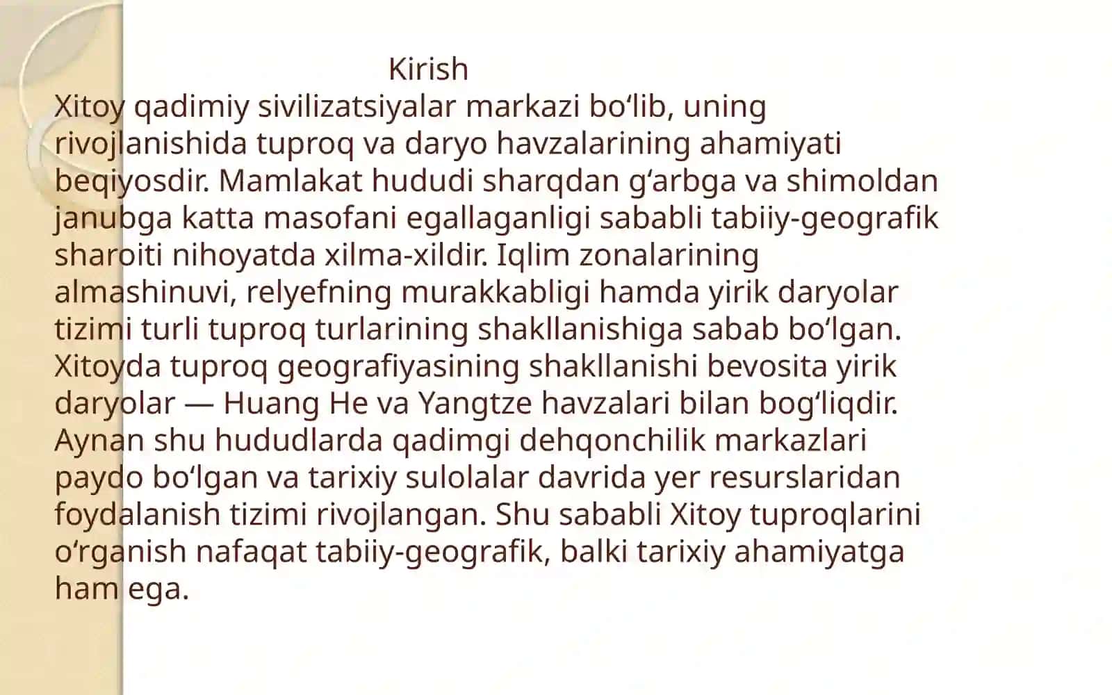 Xitoyda tuproqlar geografiyasining rivojlanishi 2