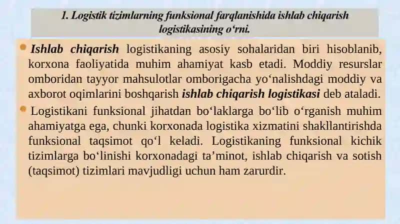 ISHLAB CHIQARISH LOGISTIKASI 2