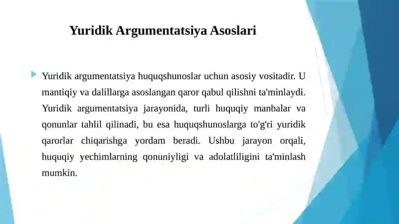 Yuridik Argumentatsiya Asoslari 2