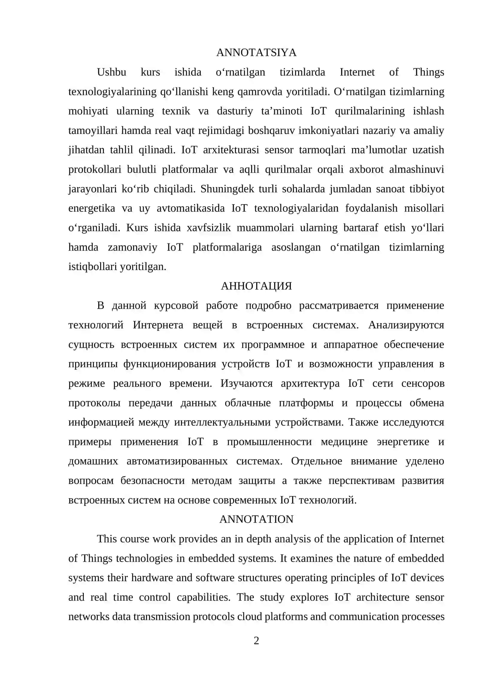 O'rnatilgan tizimlarda IOT qo'llanishlari 2
