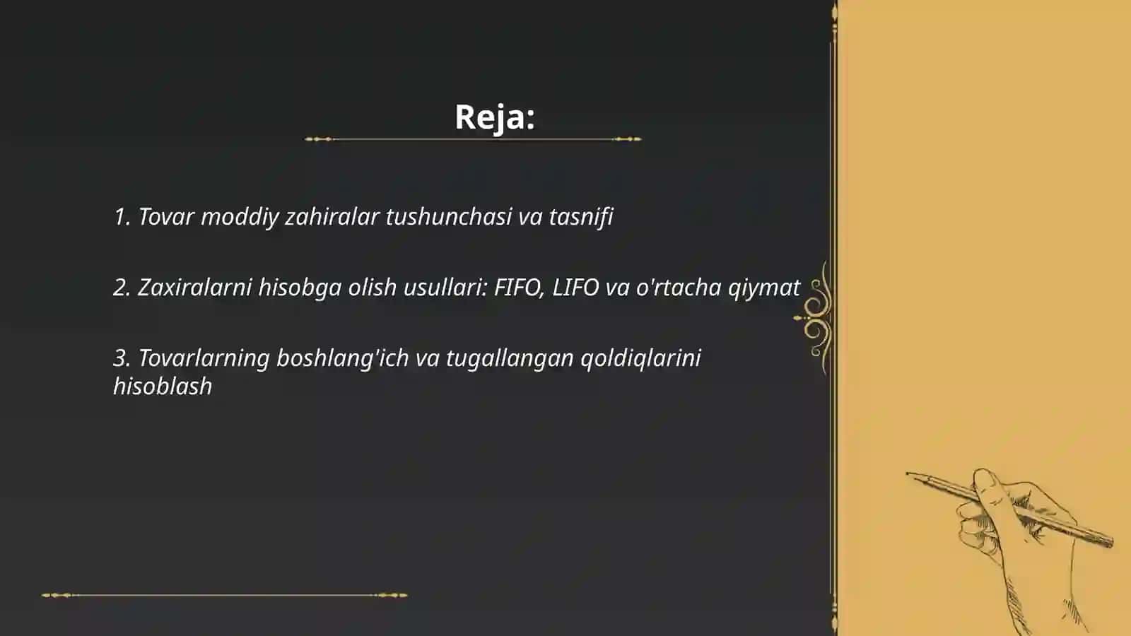 Tovar moddiy zahiralar hisobi 2