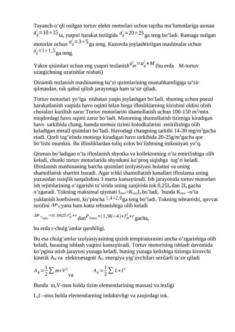 Tоrtuv elеktr mоtоrlаrning ishlаsh хususiyatlаri 2