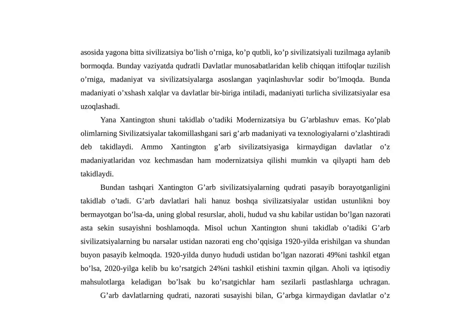 Sivilizatsiyalar to’qnashuvi va yangi dunyo tartibi 2