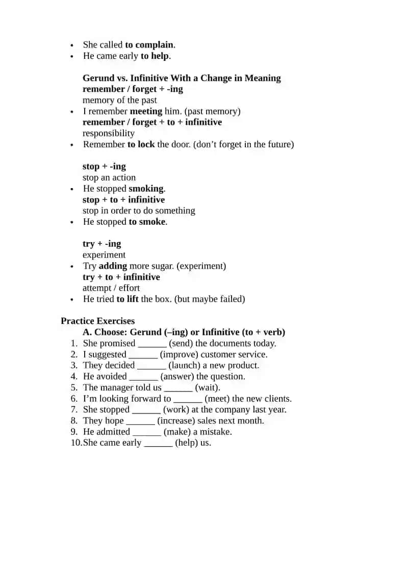 Gerund or Infinitive 2