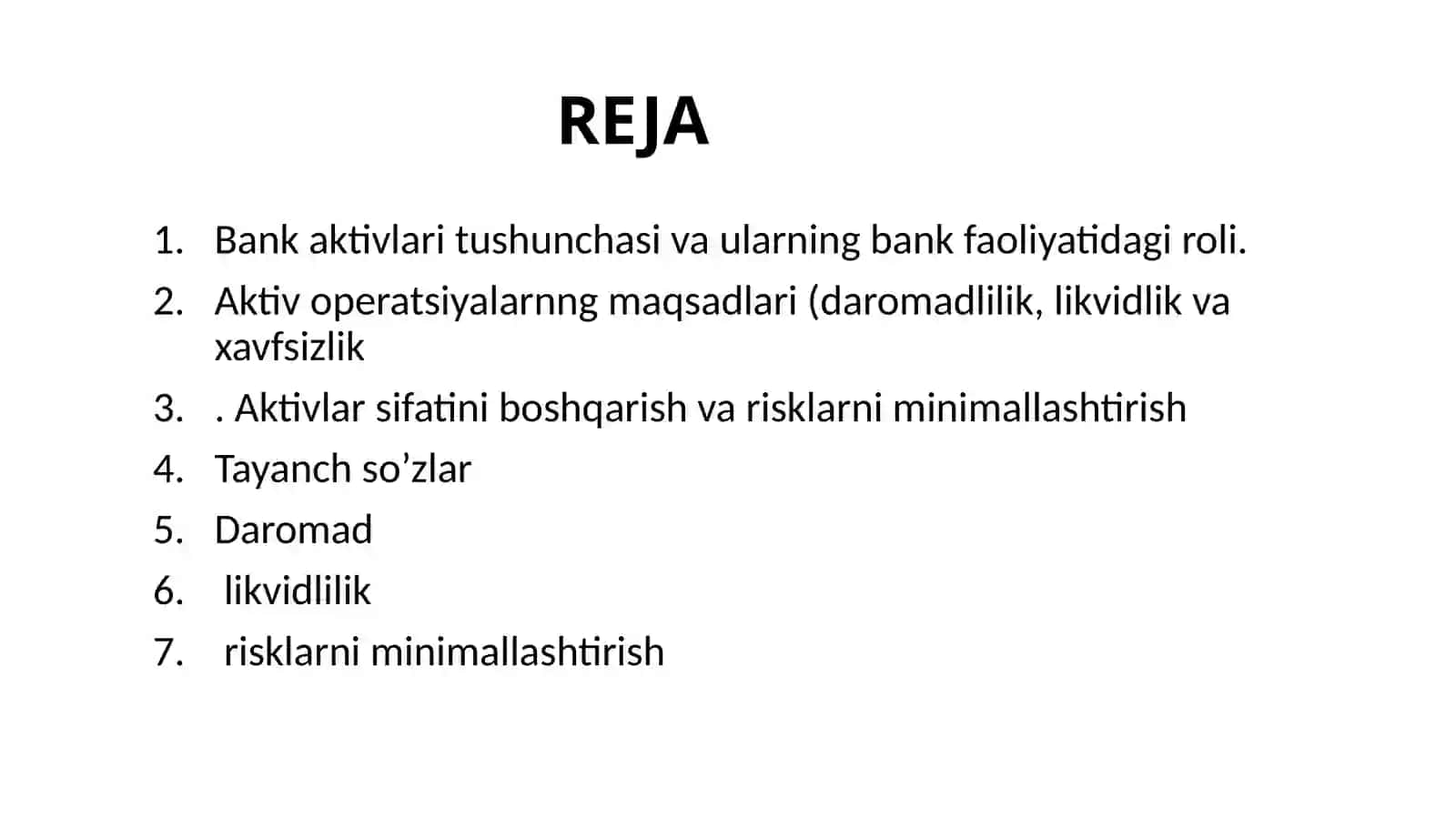 TIJORAT BANKLARINING AKTIV OPERATSIYALARI VA UNING TARKIBI 2