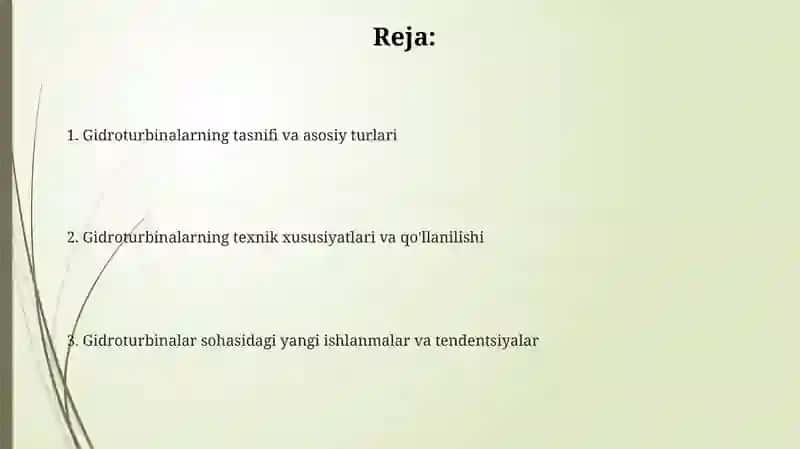 Gidroturbinalarning tasnifi va turlari 2