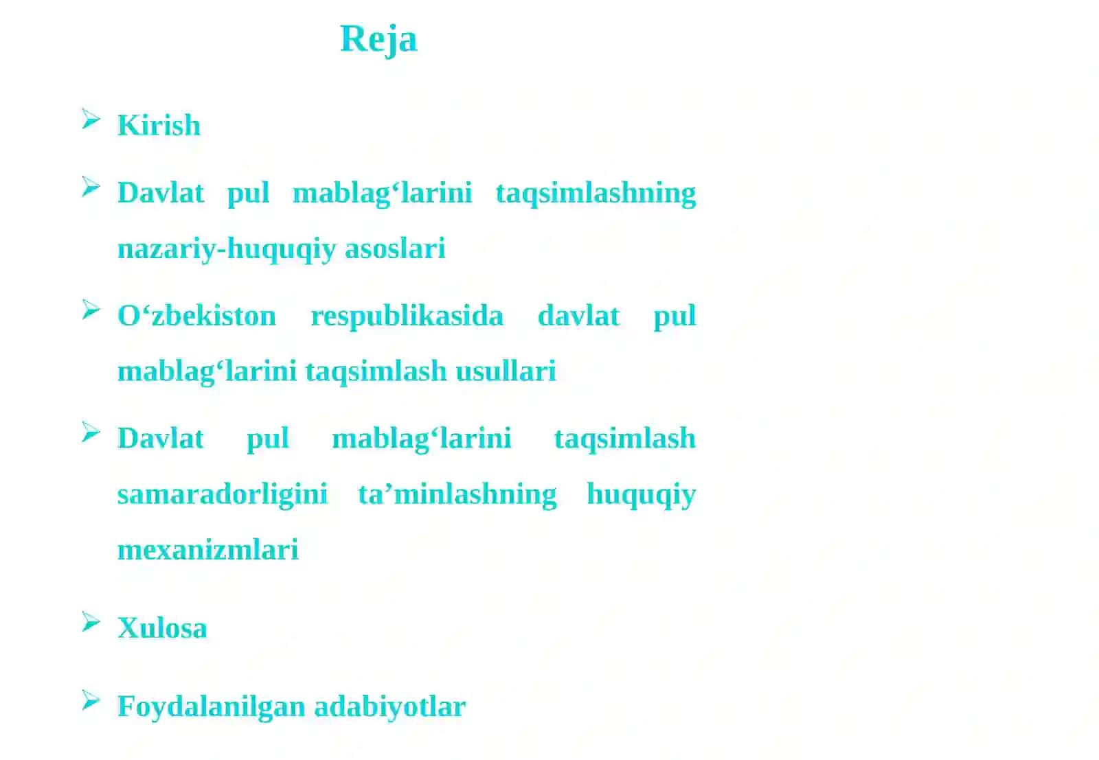 Davlat pul mablag’larini taqsimlash usullari 2