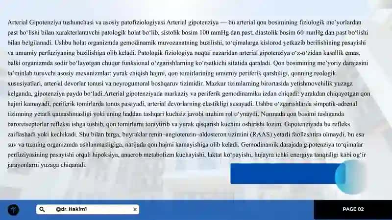 Arterial Gipotenziya:Bosimning Pasayishi 2