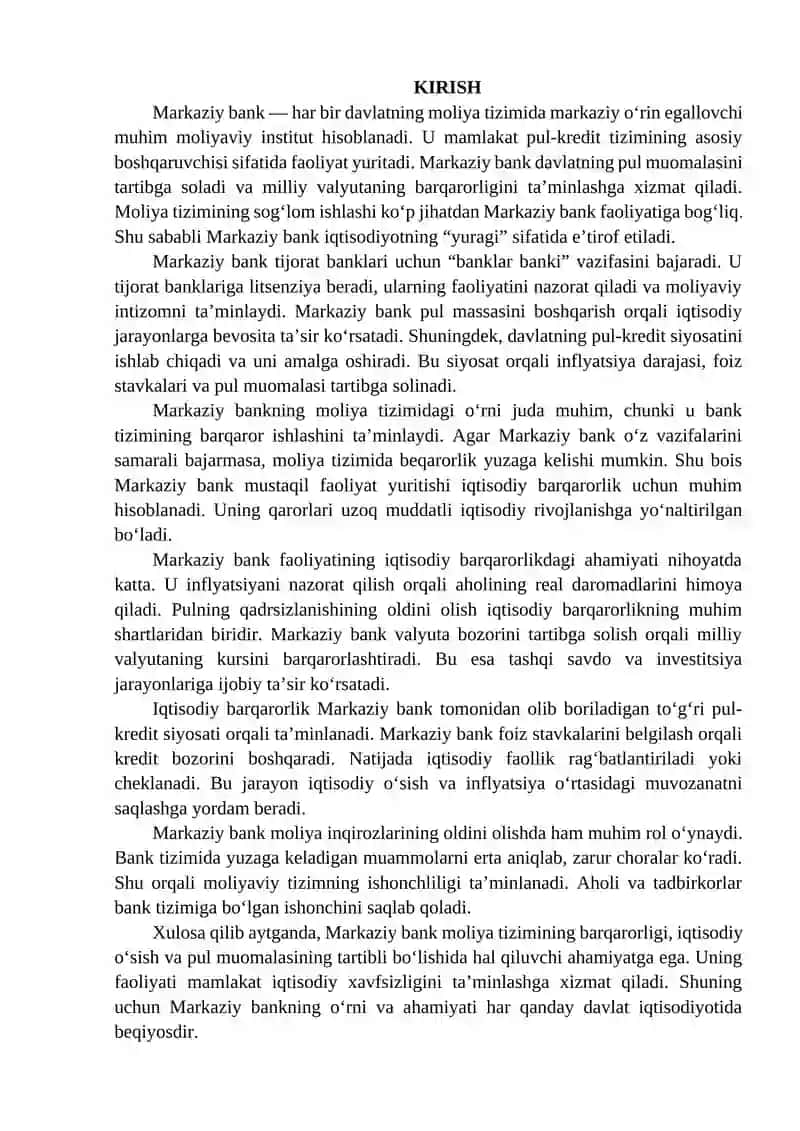 Markaziy bankning asosiy vazifalari 2