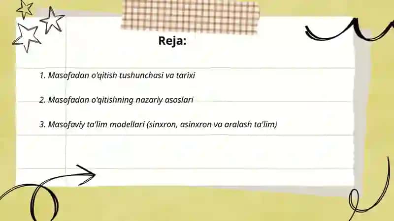 Masofadan o'qitish asoslari 2