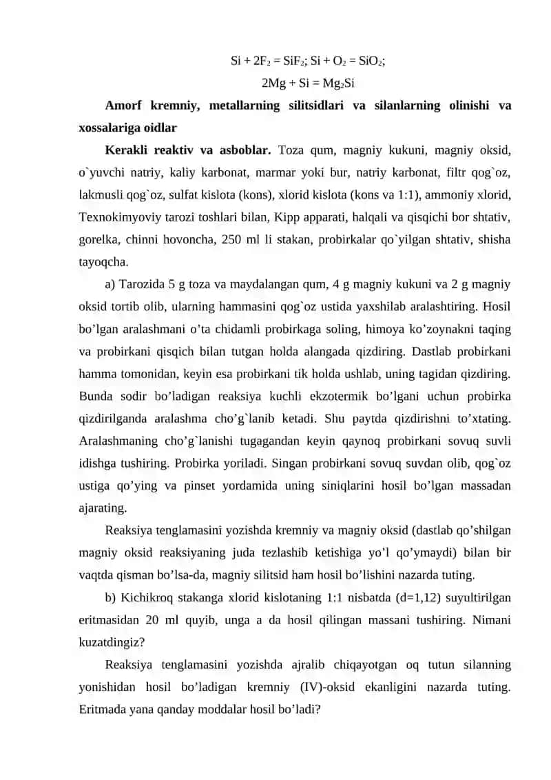 Kremniy va uning birikmalari 2