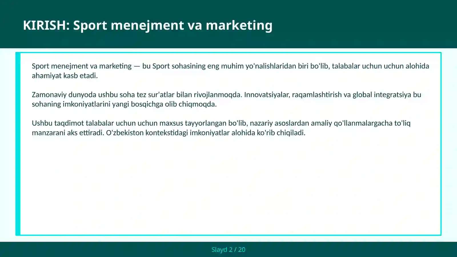 SPORT MENEJMENT VA MARKETING 2