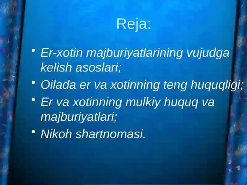 Er-xotin juftligini shakllanishi 2