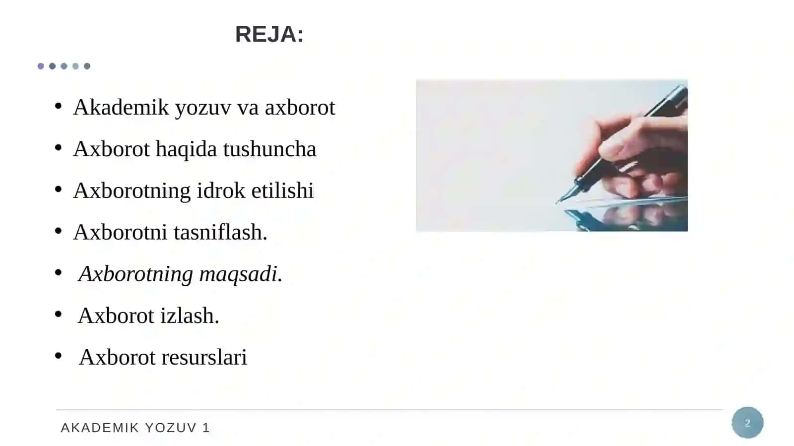 Akademik yozuv va axborot 2